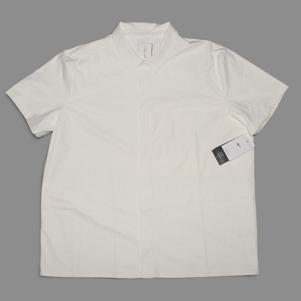 Nike 24.7 PerfectStretch Dri-FIT Snap Button Shirt Sail Mens Medium
